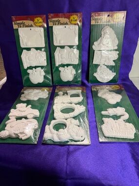 Simple To Finish White Ceramic Craft Plaques - Assorted Holiday Shapes (6 Packs)